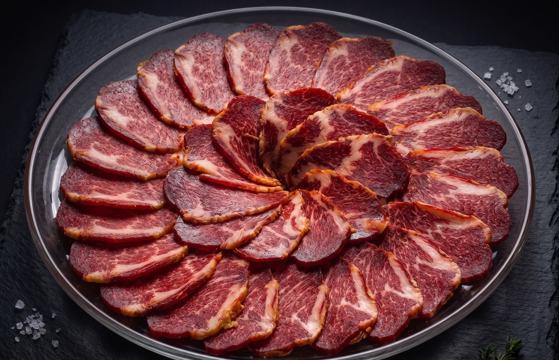 Selección de lomo ibérico presentada en plato